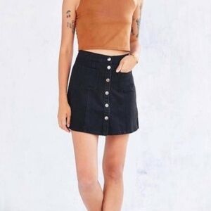 Urban Outfitters BDG Button Down Raw Hem Denim Mini Skirt